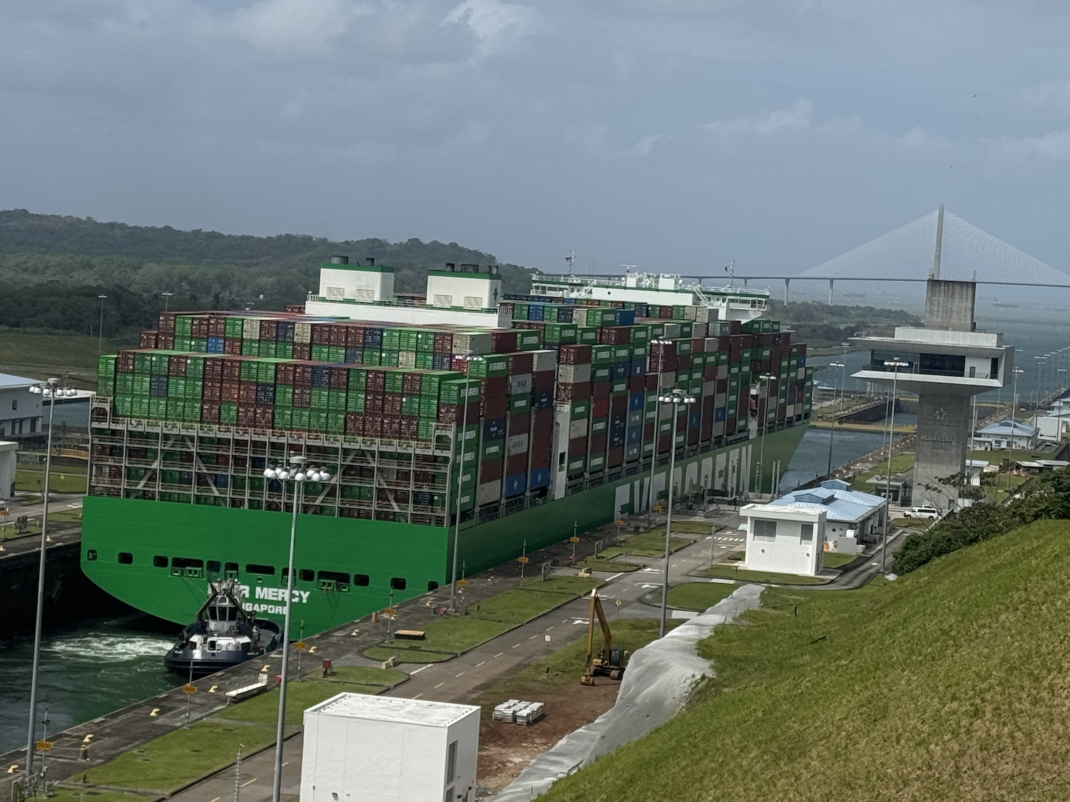Boat Sitting In Panama Canal Locks