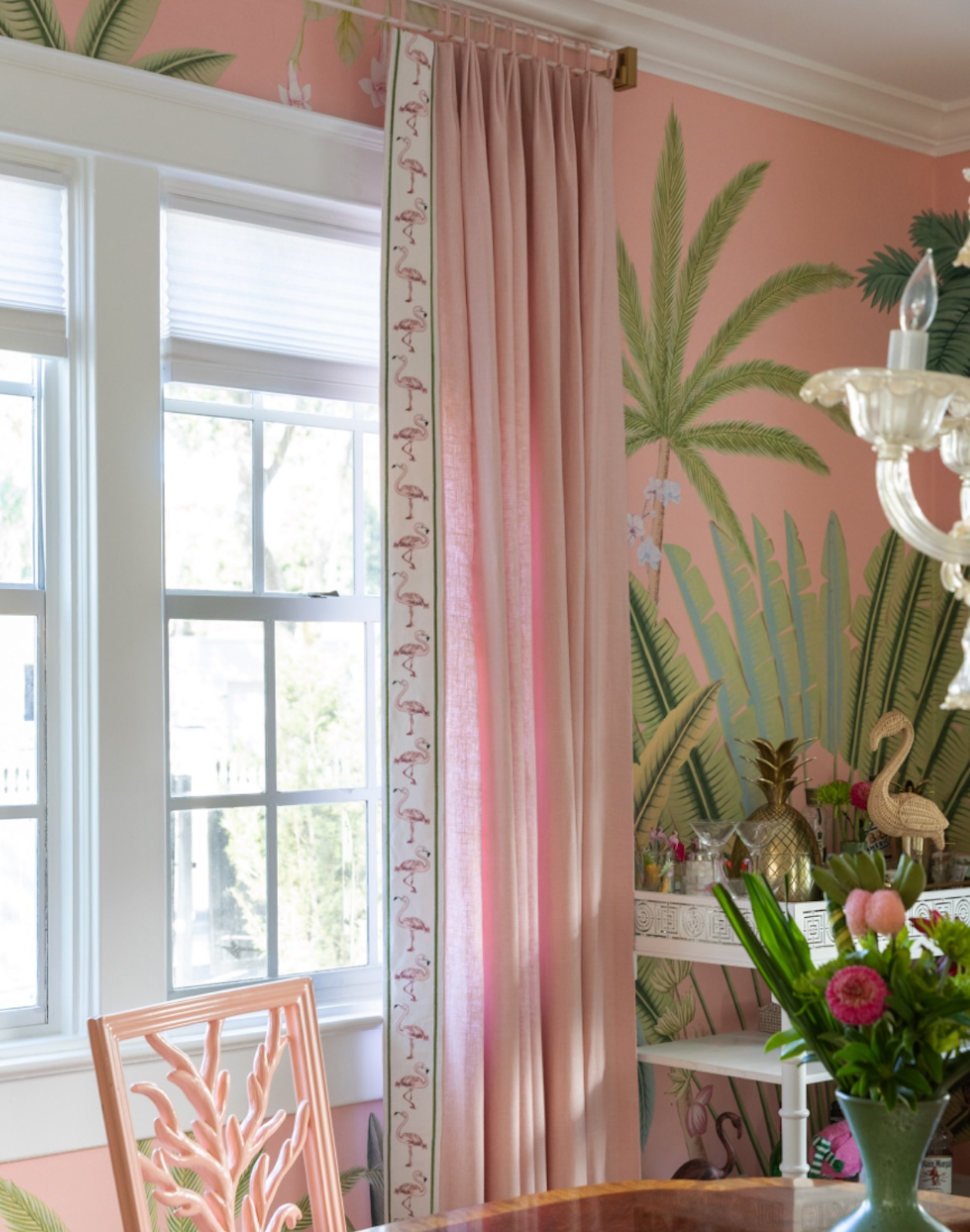 Samuel And Sons Flamingo Court Embroidered Border Fabric Design