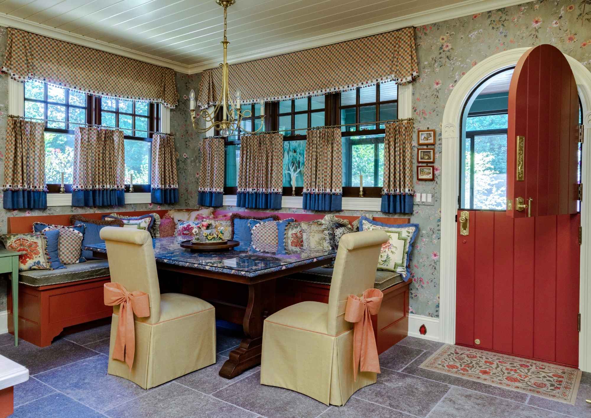 Custom Banquette With Window Treatments Nj